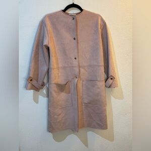 ZARA Women’s Salmon Faux Suede Jacket  Size Small With Two Front Pockets